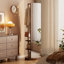 Miroir pleine grandeur en bois massif | Organisateur de hall d'entrée multifonctionnel avec support et crochets | Base et roulettes rotatives optionnelles-1924012617-1932473937-1932272238