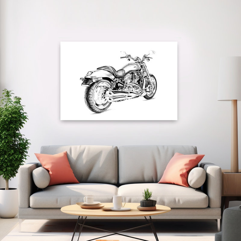 Dessin détaillé de moto - Affiche murale classique, moderne et contemporaine, H 40 po x l 60 po