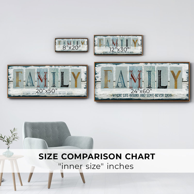 «Family Where Life», toile encadrée, H 12 po x l 30 po