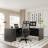 Bow Front L-Shaped Executive Desk With File Cabinet-1687212942