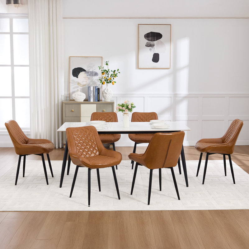 Chaise rembourrée en similicuir, Brun