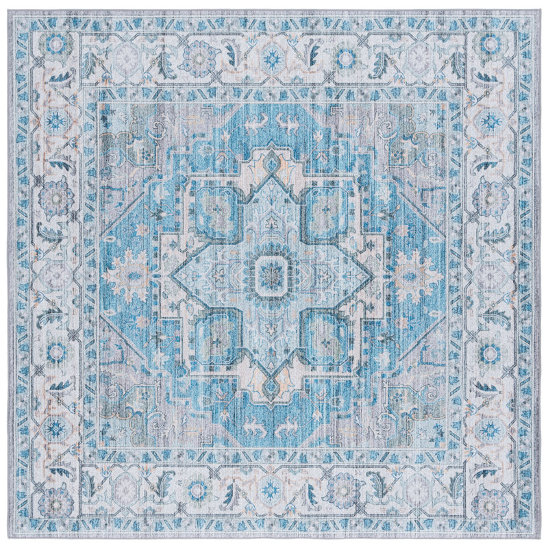 Pahulveer Performance Machine Washable Oriental Rug, Square 6'