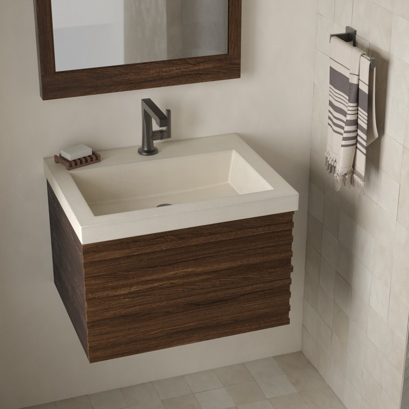 Winemaker 24" Floating Vanity in Cask Oak, brown