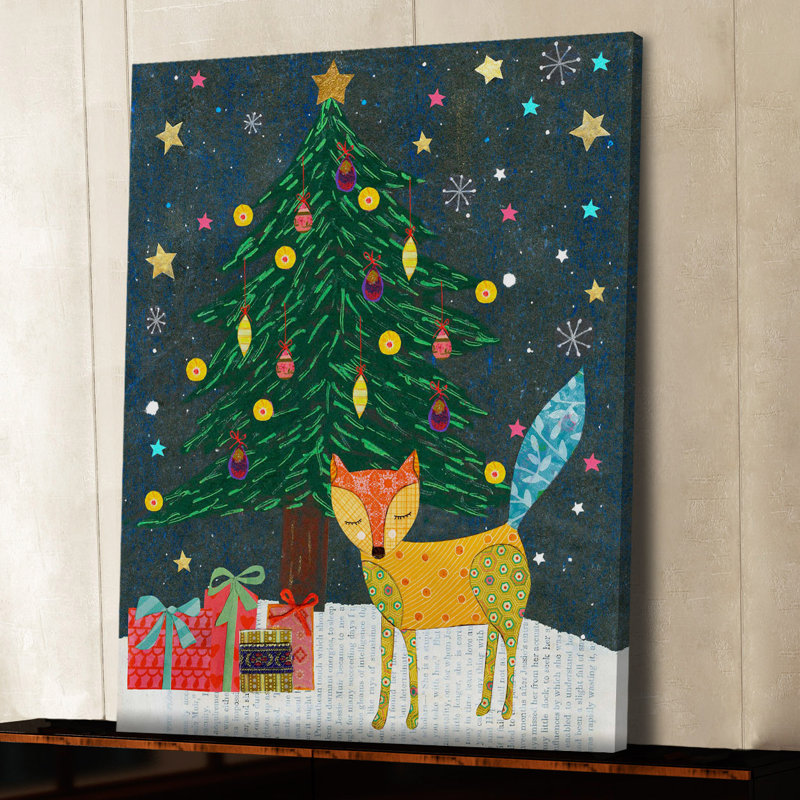 «Christmas Fox» par Vanessa Sascalia, reproduction sur toile tendue, H 31 po x l 24 po x P 1,5 po