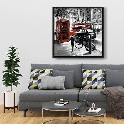 European street - Bike Places Framed Canvas for Home Decor