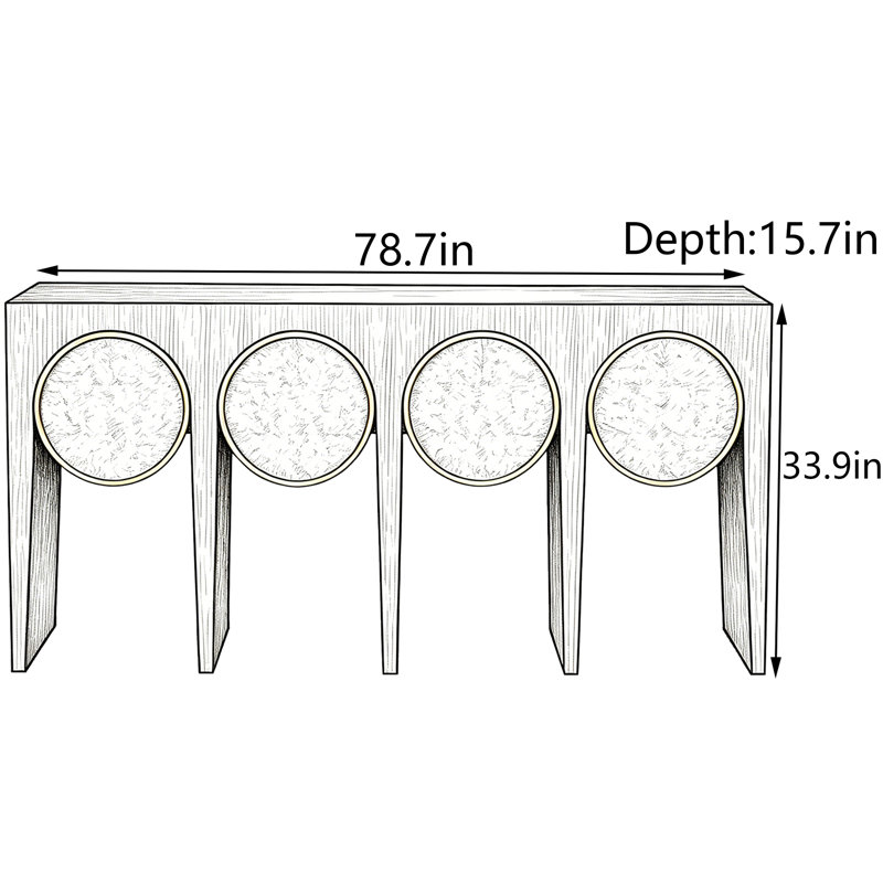 Console Mid-Century moderne, H 33,9 po x l 78,7 po x P 15,7 po