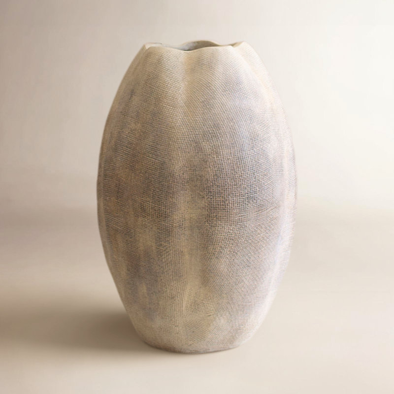  Grand vase festonné en composite de pierre - 21 po de hauteur