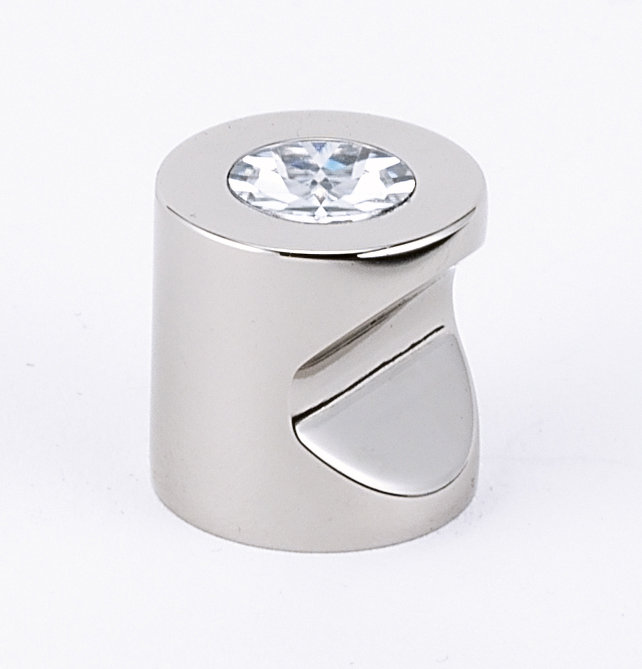 Poignée cylindrique en cristal Swarovski, Nickel poli, 0,75 po x l 0,75 po x P 0,75 po