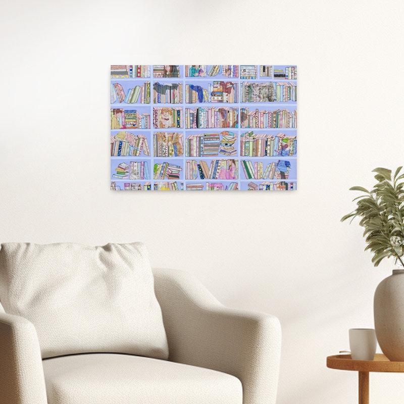 " Whimsical Book Shelf Colorful Vibrant Abstract Architecture Wall Art Print " by Jukyong Park, 16" H x 24" W