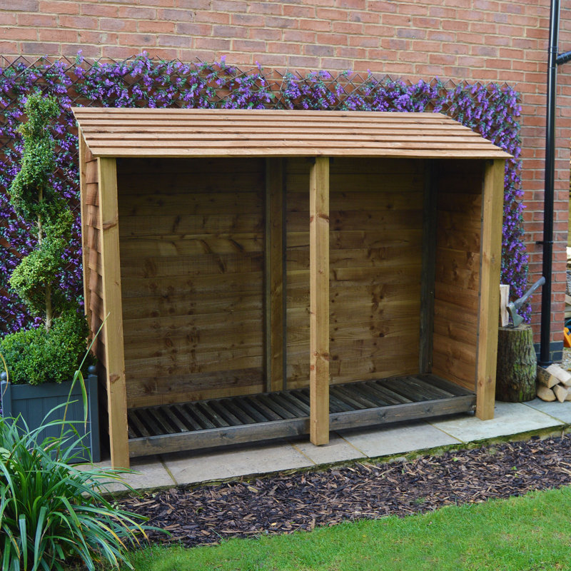 80cm D Solid Wood Log Store, Rustic Brown