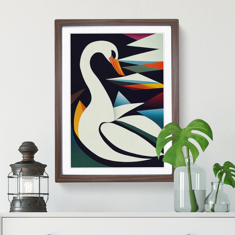 Swan - Framed Print, Walnut Framed, 34cm H x 25cm W x 2cm D
