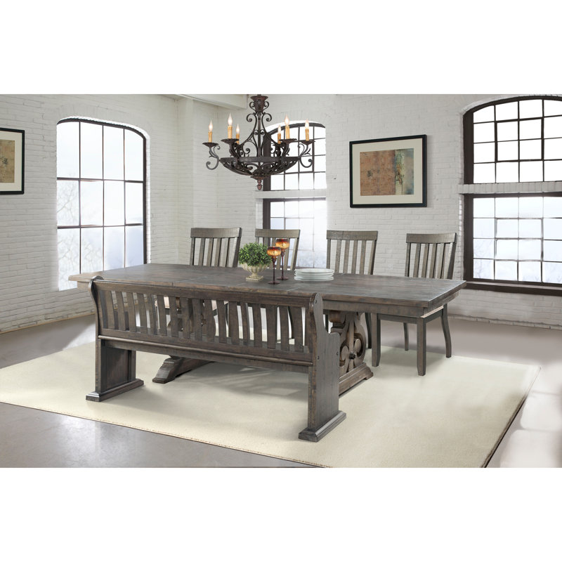 Halethorpe 6PC Dining Set-Table, 4 Side Chairs & Pew Bench