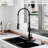 Spring Pull Down Sprayer Kitchen Faucet with Dual-Function Spray Head and Deck Plate-76655465