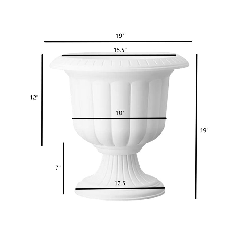 Tralee Neoclassic Resin Urn Planter, 19" H x 19" W x 19" D, White