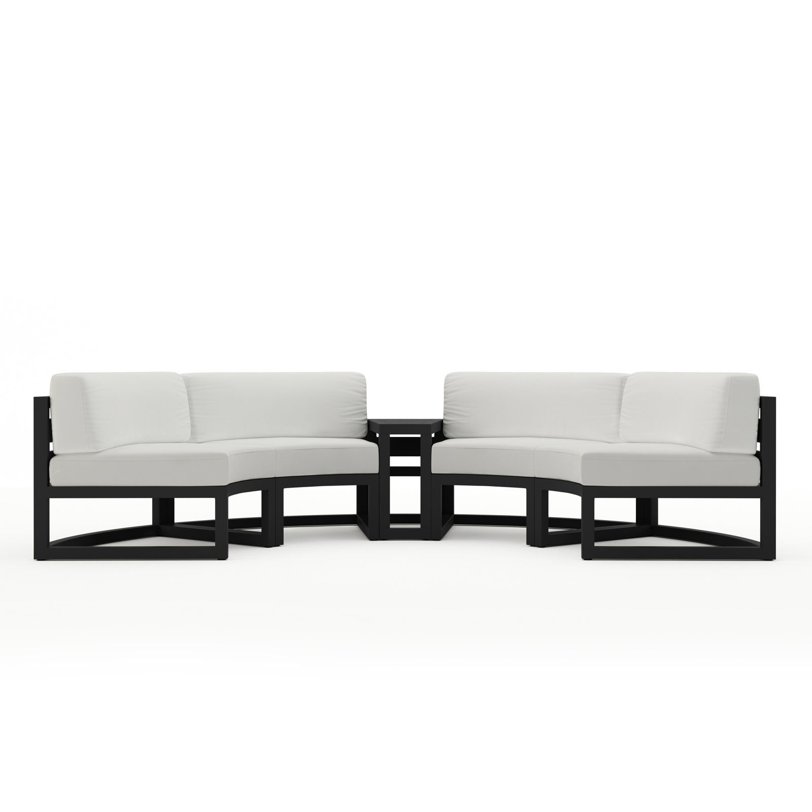 Bergeron Outdoor Curved Patio Sectional with Sunbrella Cushions, Canvas Natural Sunbrella® Canvas, Black