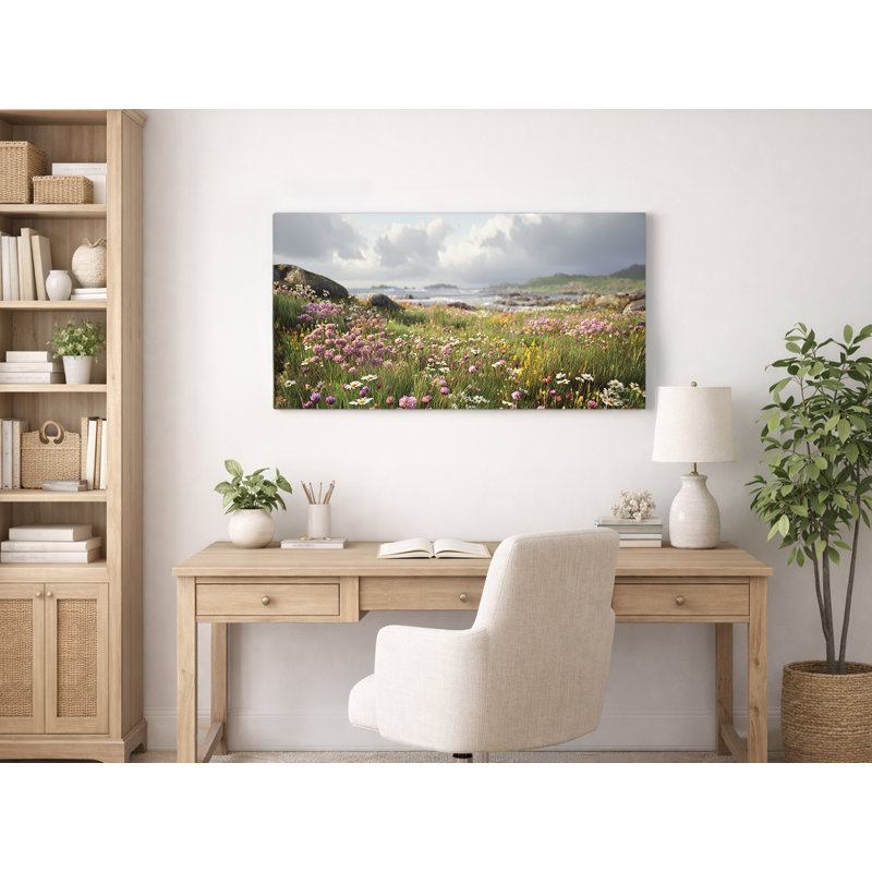 Art mural sur toile Seaside Wildflowers, H 20 po x l 40 po