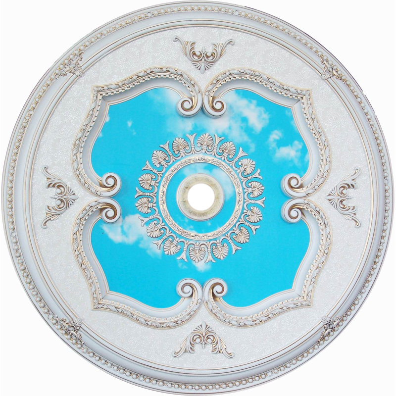 Médaillon rond de 43 po, Blanc / Doré