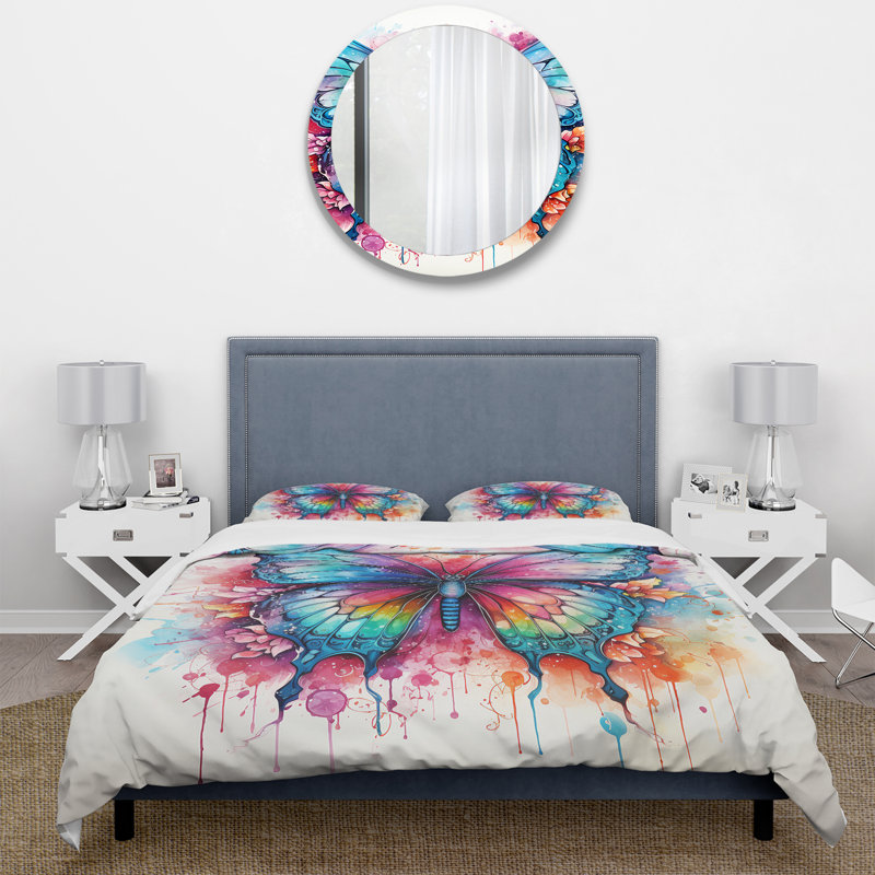 Ensemble de housse de couette Colorful Butterfly 1 - Insectes & Bugs, Housse de couette simple + 1 taie décorative stan