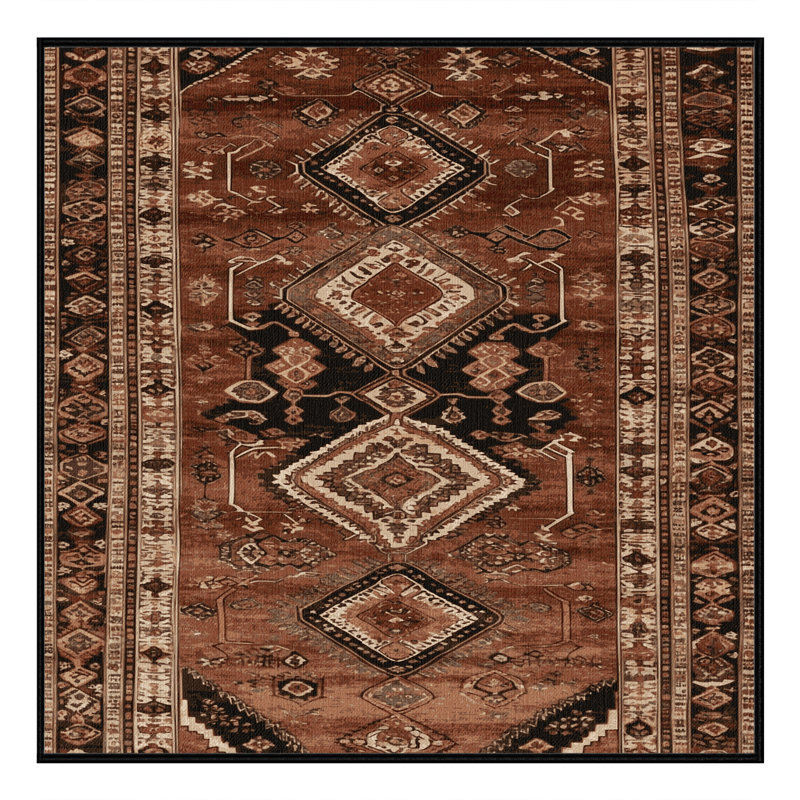 Tapis brun turc lavable à la machine, Carré 8 pi