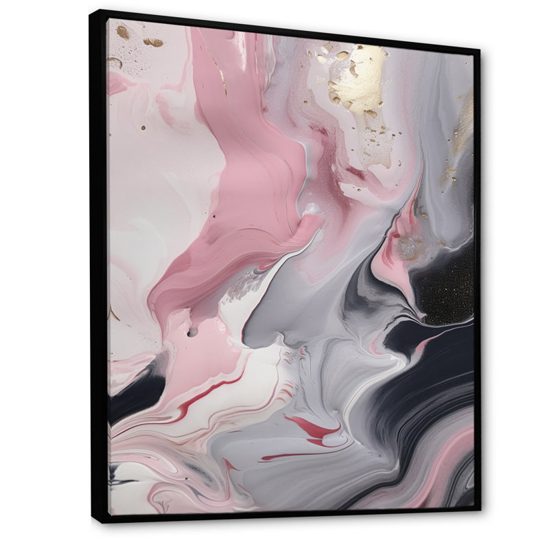 Marbre massif, œuvre d'art II - art mural abstrait en marbre, H 20 po x l 12 po x P 1 po, Toile avec cadre flottant noir