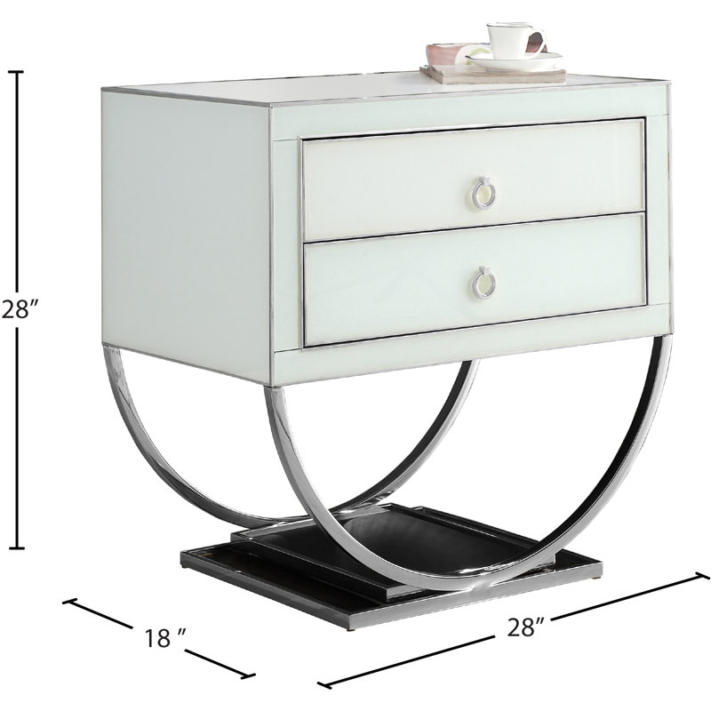 Le 2 - Drawer End Table, Silver/White