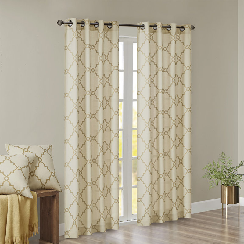 Panneau de rideau à œillets Frwork, Beige/or, L 50 po x L 95 po