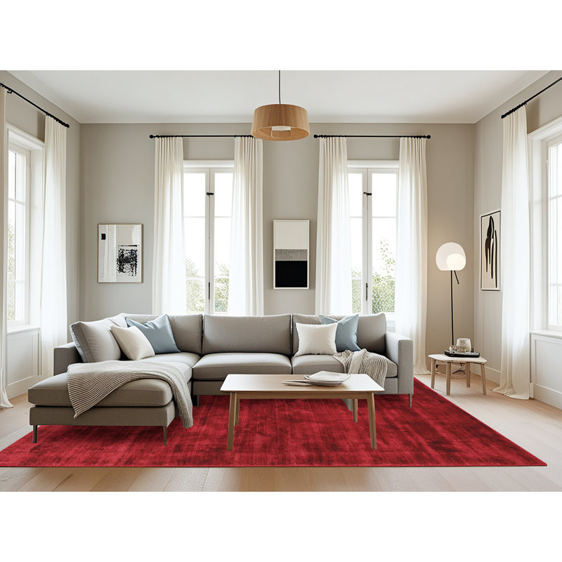 Tapis contemporain cerise, Rectangle 8 pi x 10 pi