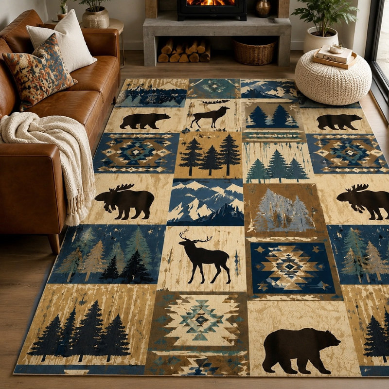 1Pcs Tapis Woodland, W39.4 * L63in * 1 pièces