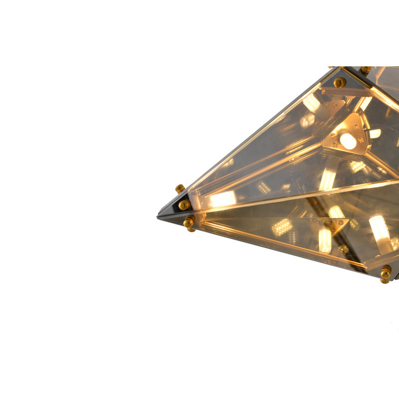 Lustre à abat-jour géométrique 9 lumières Modern, Fumée, H 11,8 po x l 22,8 po x P 11,8 po
