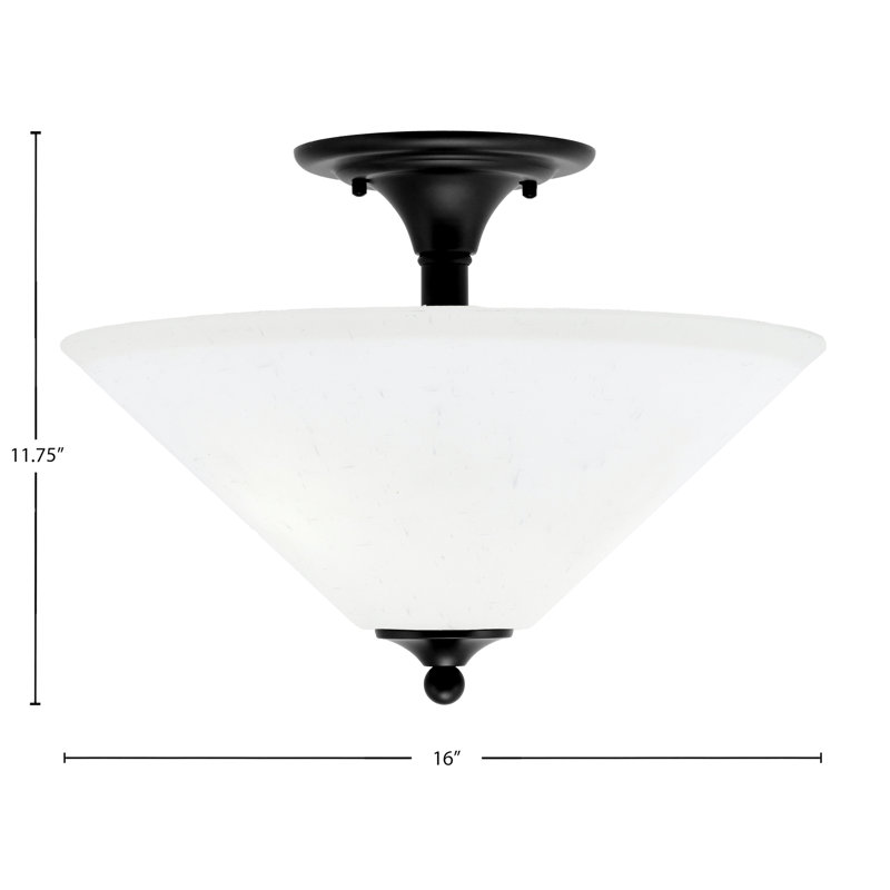 Mannheim Semi-Flush 2 Bulbs With Glass, White Muslin, Matte Black