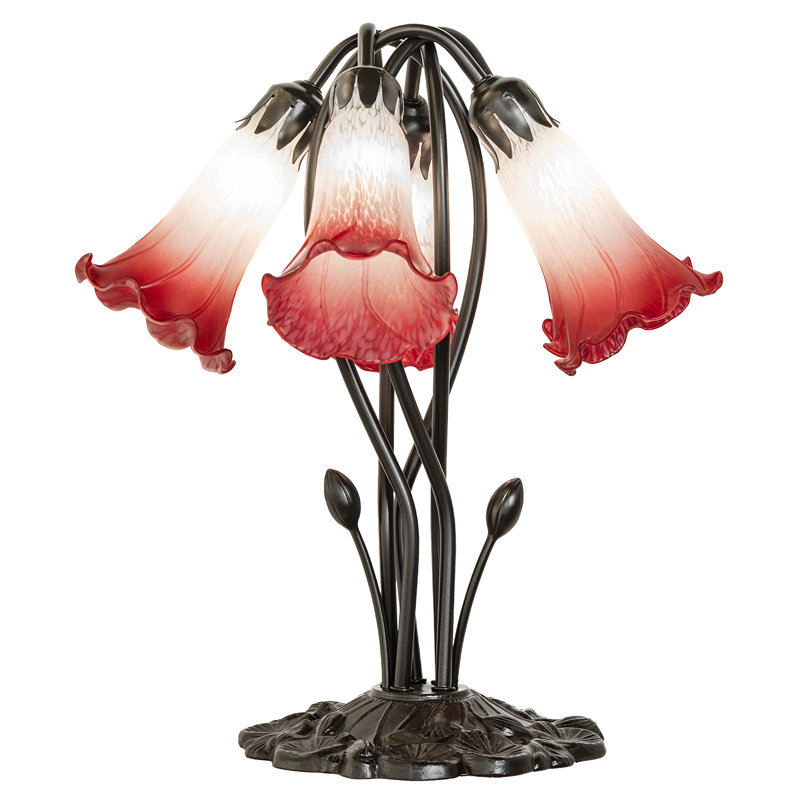 Tiffany Table Lamp, In-Line, Pink/White