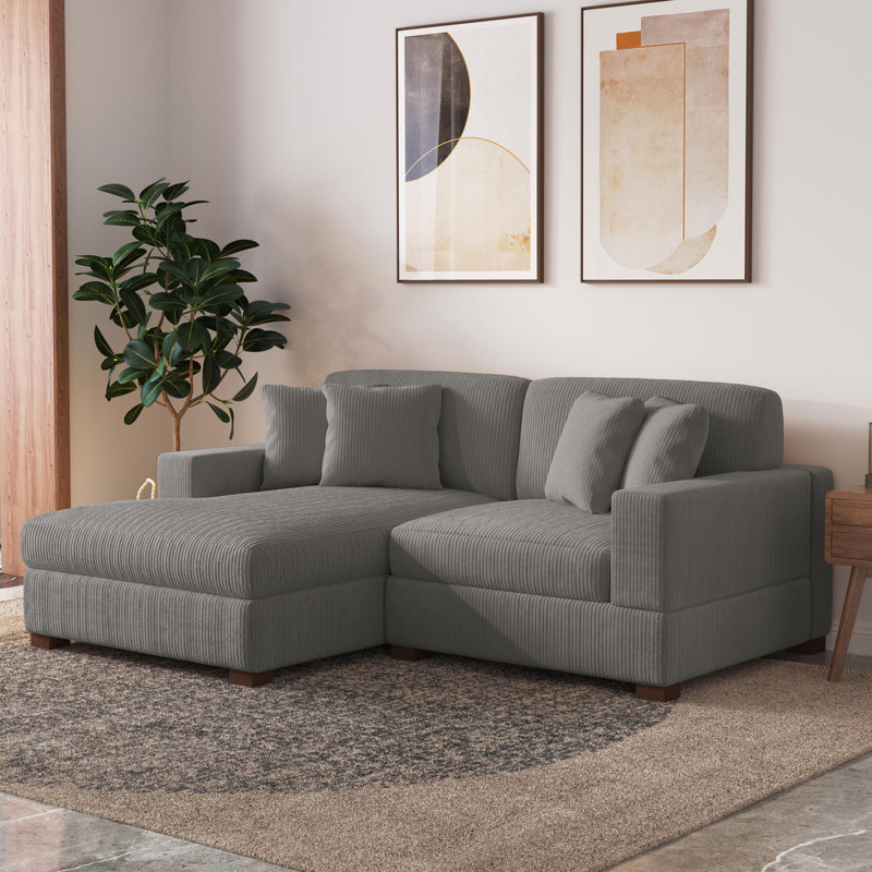 Milbrey Modular Corner Sofa, Light Grey, Left Hand Facing