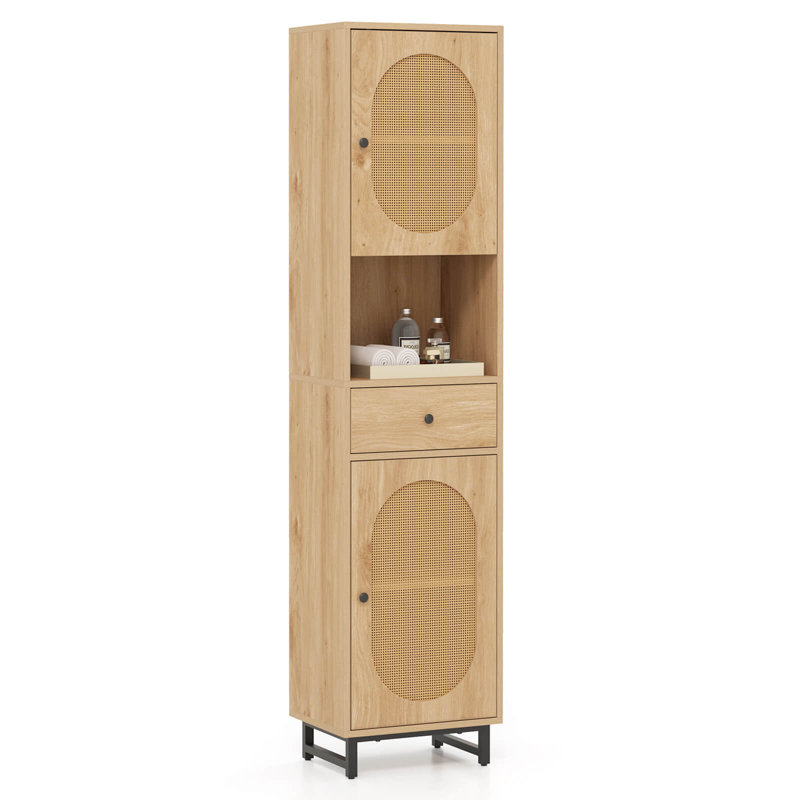 Armoire de salle de bain 67 po avec 2 portes ouvertes et 2 tablettes réglables