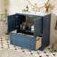 Meuble-lavabo moderne de 30 po avec lavabo en céramique et poignées bleues. Construisez, amplement de rangement. Matériaux d'assemblage faciles, espace abondant. Guide simple