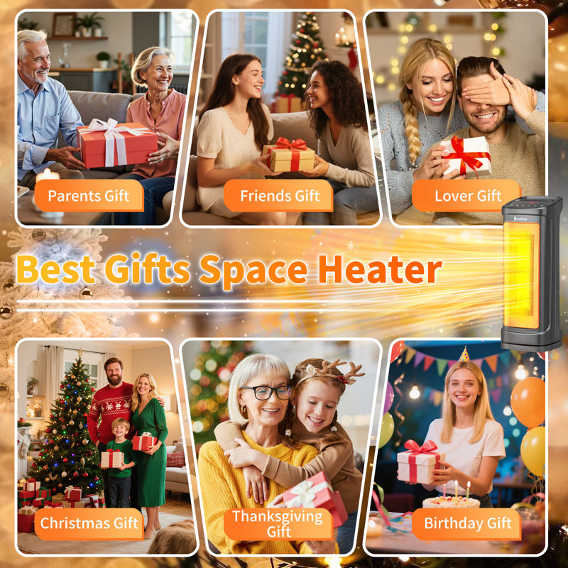 1500-Watt 17 In. Indoor Electric Tower Ceramic Fan Space Heater With Remote Control