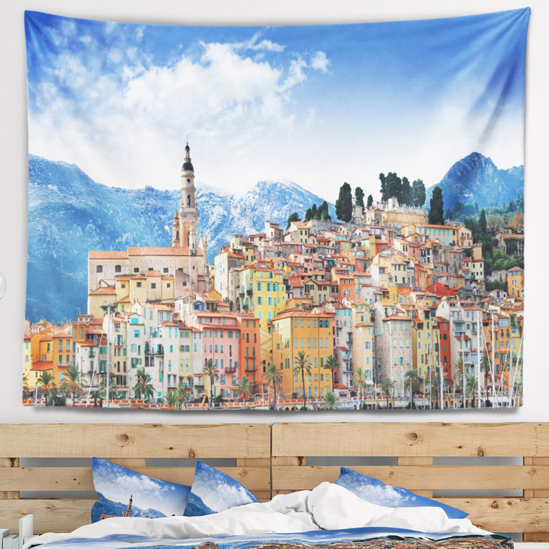 Tapisserie couleurs du paysage de l'Europe du Sud, H 50 po x l 60 po