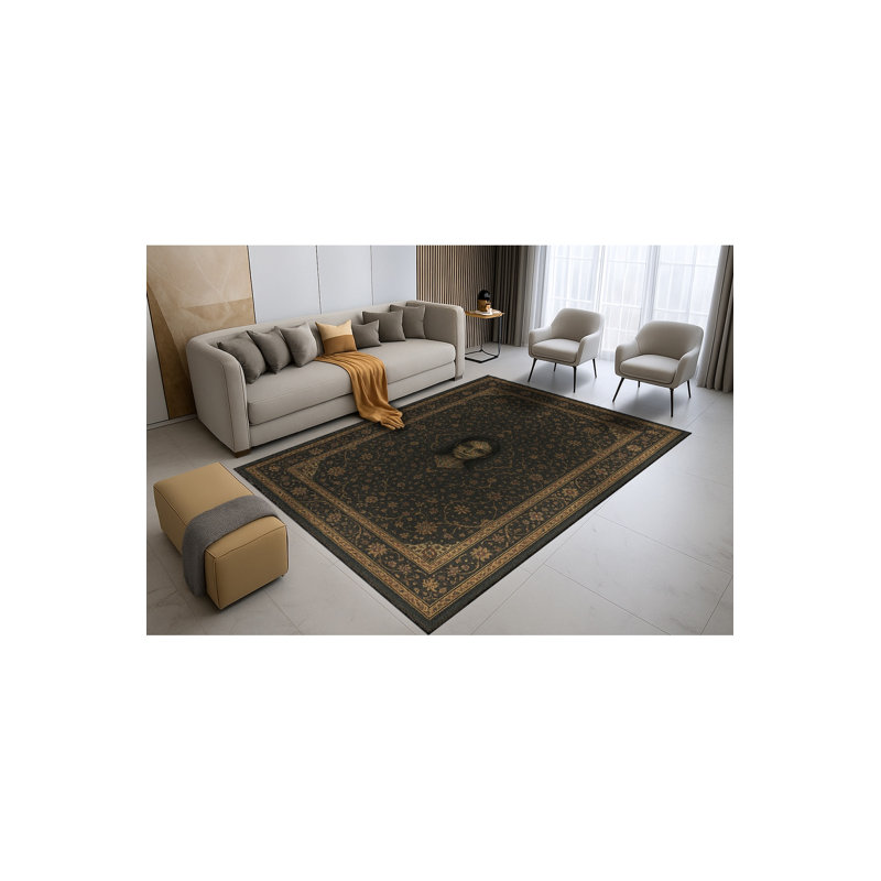 Tapis noir Mosso, 4 pi 11 po x 9 pi 10 po