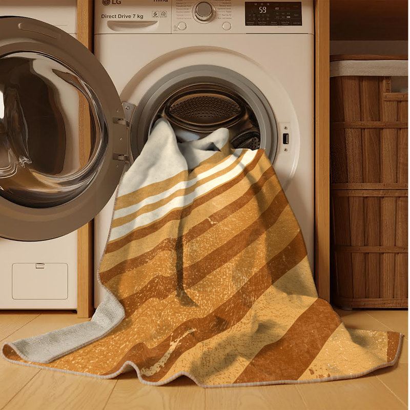 Machine Washable Pantelia Sidewinder Snake Modern Striped Rug in Beige – Beige Binding, 8x10
