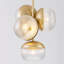 Luminaire suspendu en forme de globe 4 lumières, lustre Mid-Century doré avec verre nervuré, plafonnier convertible semi-encastré réglable