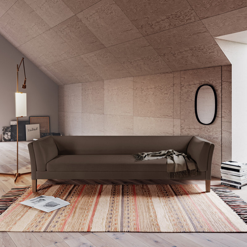 Canapé Charlton, Cuir rétro blanc, Naturel, H 31 po x l 108 po x P 40 po