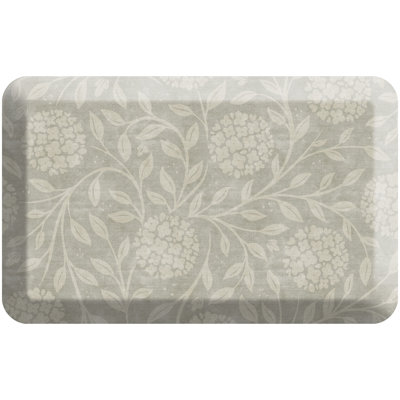 Tapis de cuisine anti-fatigue, motif de vigne d'hortensia en brume ivoire
