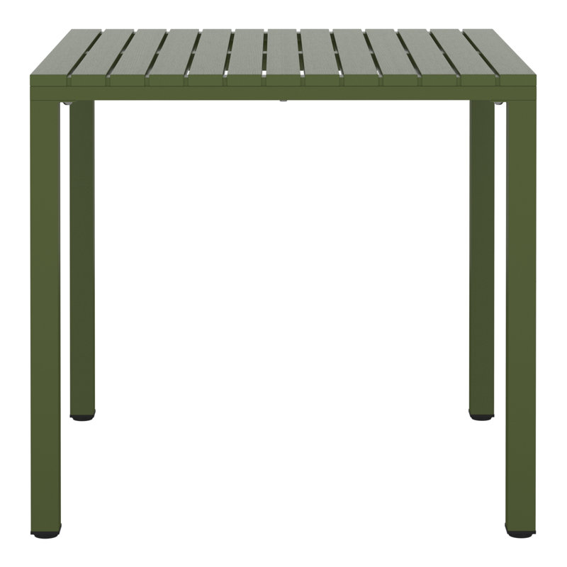 Table de salle à manger d'extérieur carrée 31,5 "avec structure en métal Jackqueline, Vert