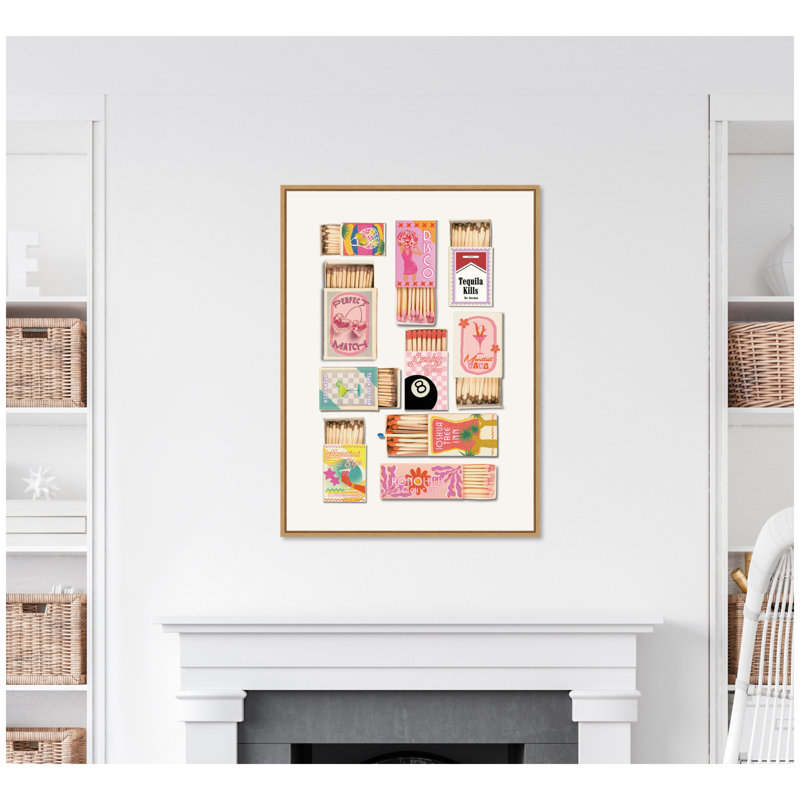 Reproduction d'art sur toile encadrée, "Vintage rose matchboxes" par Honey Island Studio