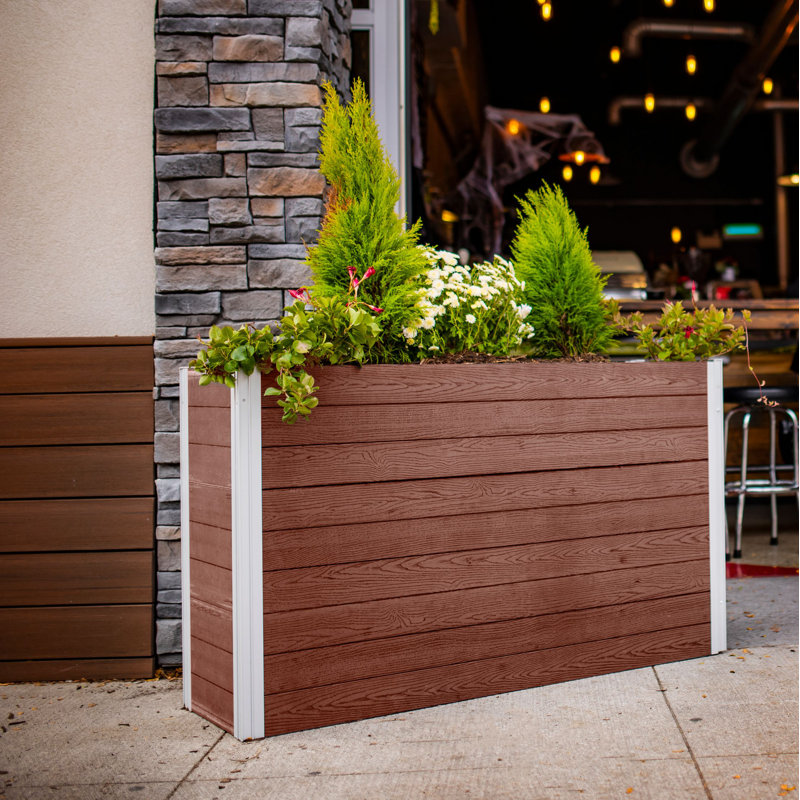 Boîte à fleurs en plastique Urbana, Brun pâle, H 33 po x l 56 po x P 16 po