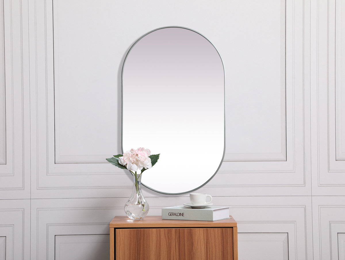 Elington Metal Oval Mirror, Silver, 48"  x 30" 