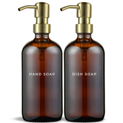 Ensemble de distributeur de savon 2 pièces | Bouteilles 16,9 oz avec pompes en acier inoxydable
