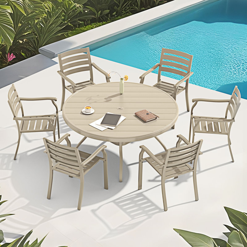 Ensemble repas d'extérieur 7 pièces 7 pièces, 6, Grès
