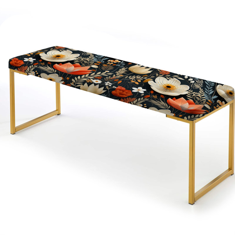 Banc rembourré or, Meadow White And Red Floral Pattern