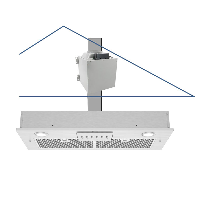 Hotte encastrable 30 po avec filtre à mailles et lumière incluse en acier inoxydable Awoco 1000 po 1000