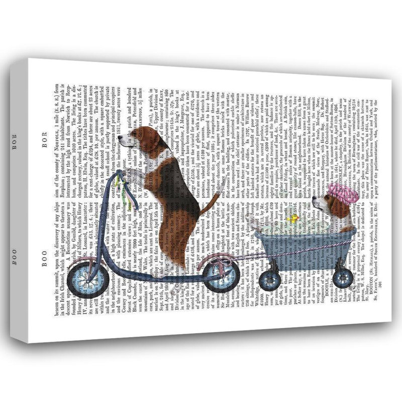 Art sur toile tendue Trinx Fab Funky Gallery, Beagle Scooter, H 36 po x l 45 po